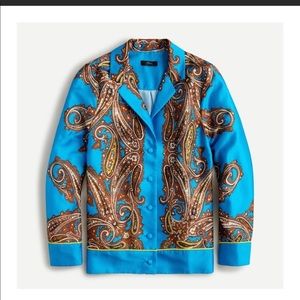 NWT J.Crew blue paisley blouse satin feel